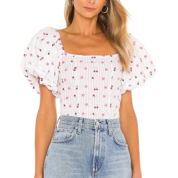 LoveShackFancy Tops - LoveShackFancy Lanya Top in Pink Tuscany